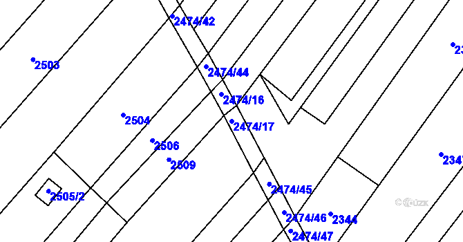 Parcela st. 2474/17 v KÚ Lužice u Hodonína, Katastrální mapa