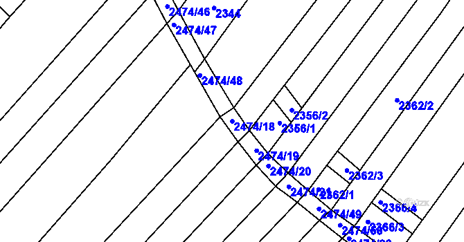 Parcela st. 2474/18 v KÚ Lužice u Hodonína, Katastrální mapa