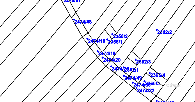 Parcela st. 2474/19 v KÚ Lužice u Hodonína, Katastrální mapa