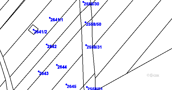 Parcela st. 2558/31 v KÚ Lužice u Hodonína, Katastrální mapa