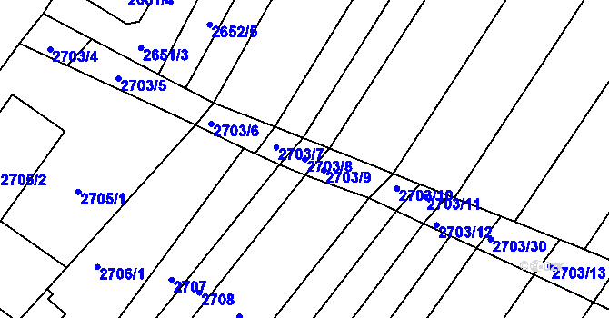 Parcela st. 2703/8 v KÚ Lužice u Hodonína, Katastrální mapa