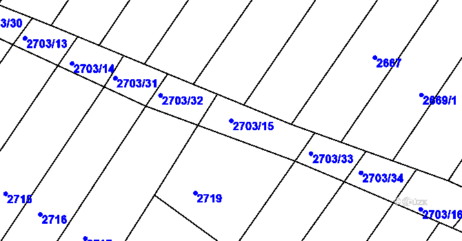 Parcela st. 2703/15 v KÚ Lužice u Hodonína, Katastrální mapa