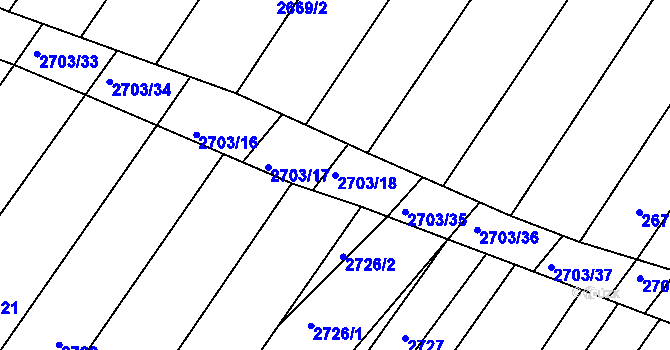 Parcela st. 2703/18 v KÚ Lužice u Hodonína, Katastrální mapa