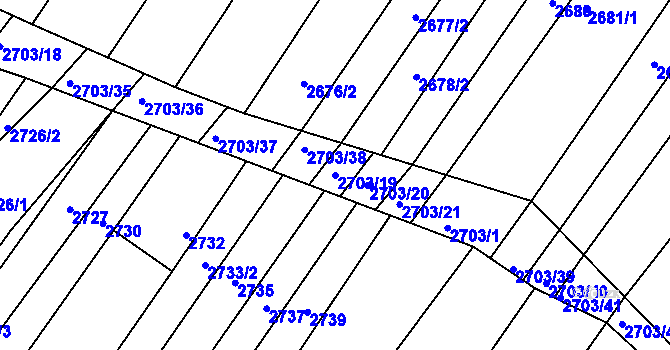 Parcela st. 2703/19 v KÚ Lužice u Hodonína, Katastrální mapa
