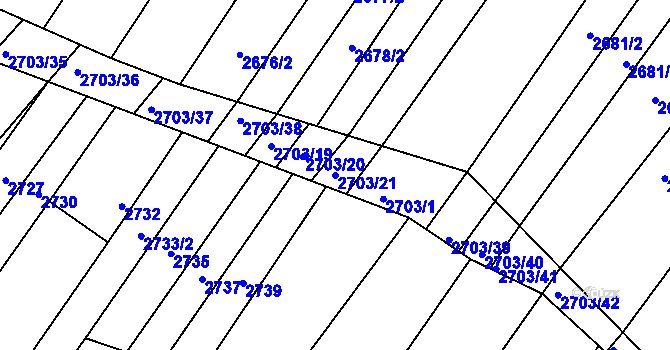 Parcela st. 2703/21 v KÚ Lužice u Hodonína, Katastrální mapa