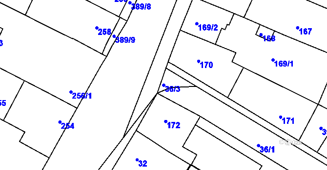 Parcela st. 36/3 v KÚ Lužice u Hodonína, Katastrální mapa