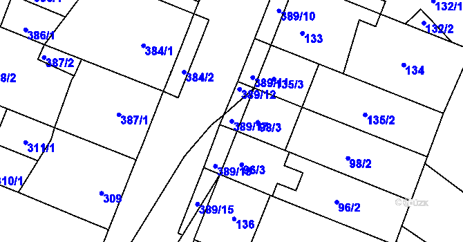 Parcela st. 389/17 v KÚ Lužice u Hodonína, Katastrální mapa