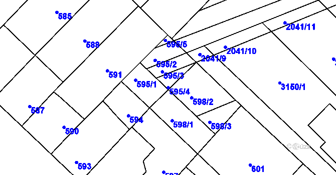 Parcela st. 595/4 v KÚ Lužice u Hodonína, Katastrální mapa