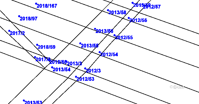 Parcela st. 2012/54 v KÚ Lužice u Hodonína, Katastrální mapa