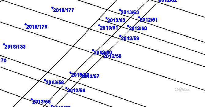 Parcela st. 2012/58 v KÚ Lužice u Hodonína, Katastrální mapa