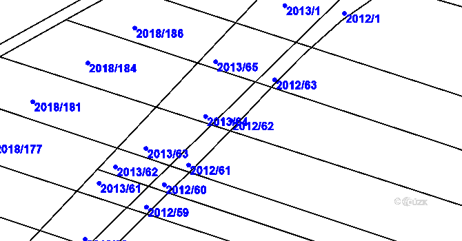 Parcela st. 2012/62 v KÚ Lužice u Hodonína, Katastrální mapa