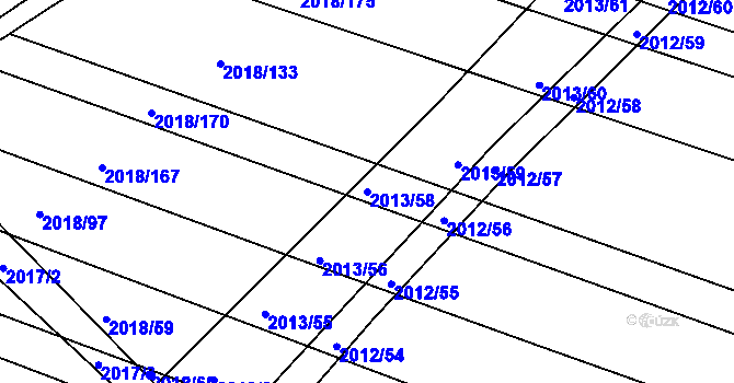 Parcela st. 2013/58 v KÚ Lužice u Hodonína, Katastrální mapa