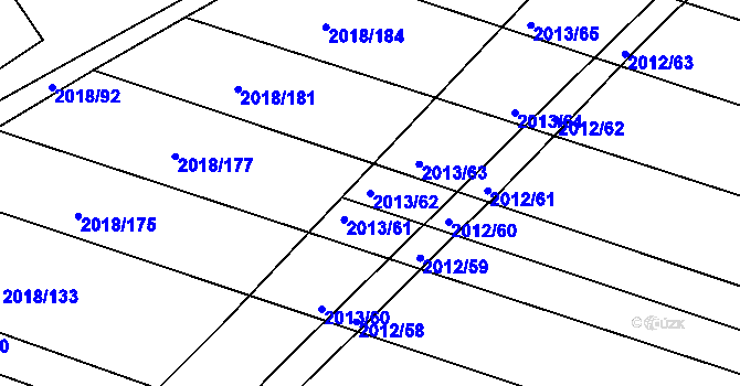 Parcela st. 2013/62 v KÚ Lužice u Hodonína, Katastrální mapa