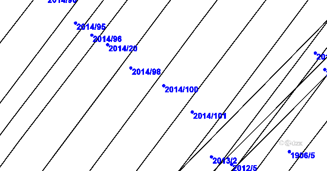 Parcela st. 2014/100 v KÚ Lužice u Hodonína, Katastrální mapa