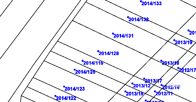 Parcela st. 2014/128 v KÚ Lužice u Hodonína, Katastrální mapa