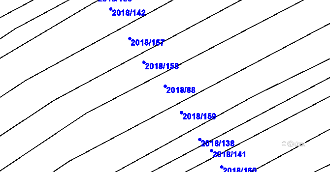 Parcela st. 2018/88 v KÚ Lužice u Hodonína, Katastrální mapa