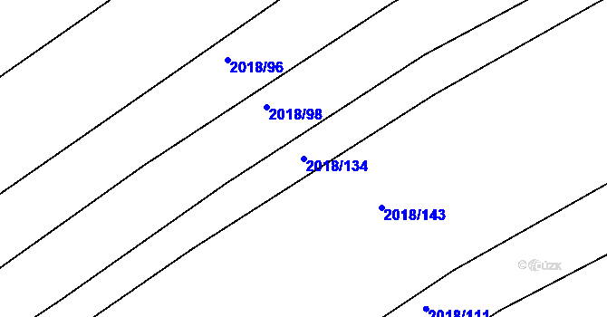 Parcela st. 2018/134 v KÚ Lužice u Hodonína, Katastrální mapa