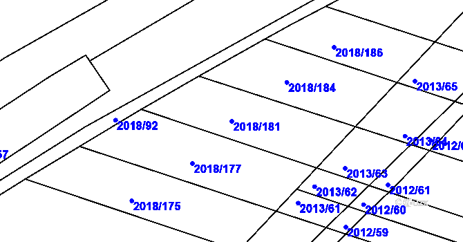 Parcela st. 2018/181 v KÚ Lužice u Hodonína, Katastrální mapa