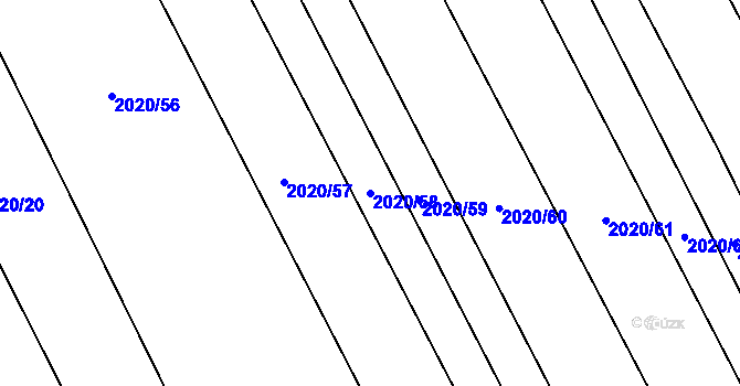 Parcela st. 2020/58 v KÚ Lužice u Hodonína, Katastrální mapa