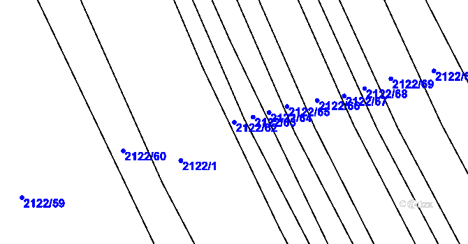 Parcela st. 2122/62 v KÚ Lužice u Hodonína, Katastrální mapa