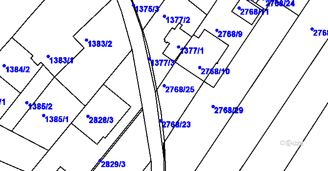 Parcela st. 2768/25 v KÚ Lužice u Hodonína, Katastrální mapa