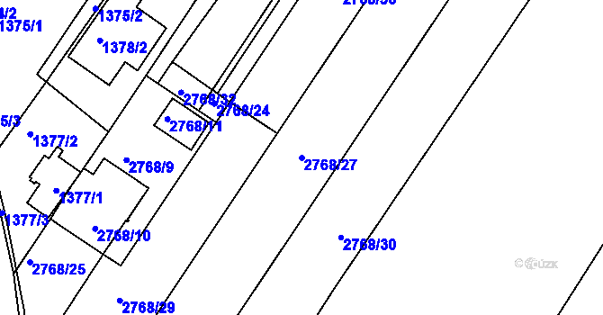 Parcela st. 2768/27 v KÚ Lužice u Hodonína, Katastrální mapa