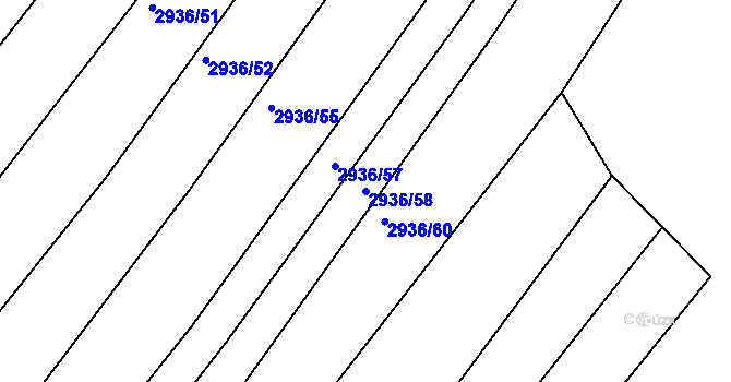 Parcela st. 2936/58 v KÚ Lužice u Hodonína, Katastrální mapa