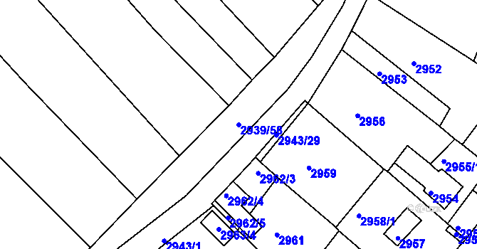 Parcela st. 2939/58 v KÚ Lužice u Hodonína, Katastrální mapa