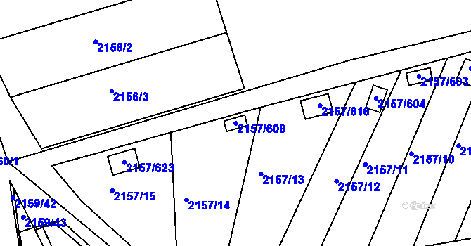 Parcela st. 2157/608 v KÚ Lužice u Hodonína, Katastrální mapa