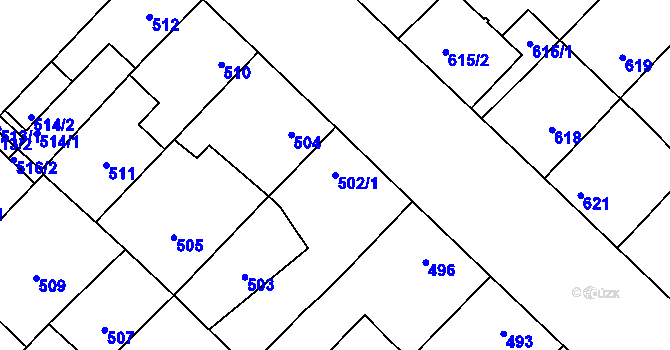 Parcela st. 502/1 v KÚ Lužice u Hodonína, Katastrální mapa