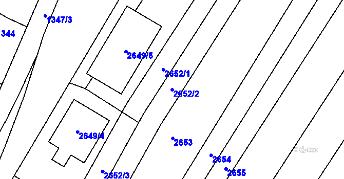Parcela st. 2652/2 v KÚ Lužice u Hodonína, Katastrální mapa