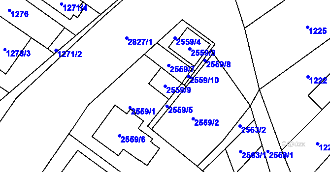 Parcela st. 2559/9 v KÚ Lužice u Hodonína, Katastrální mapa