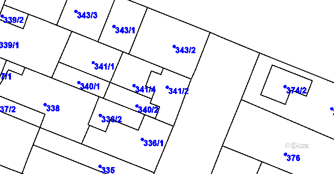 Parcela st. 341/2 v KÚ Lužice u Hodonína, Katastrální mapa