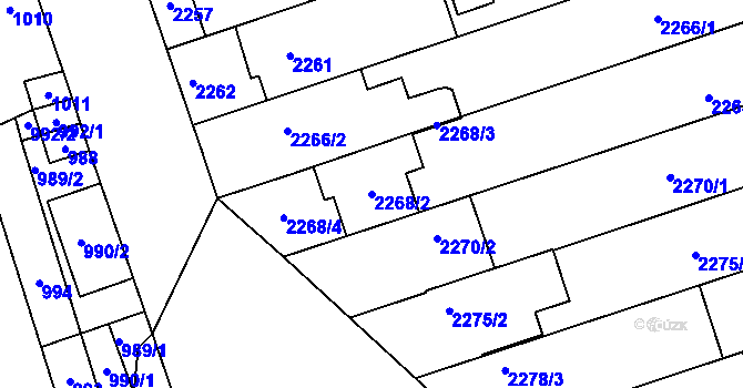 Parcela st. 2268/2 v KÚ Lužice u Hodonína, Katastrální mapa