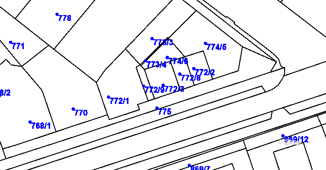 Parcela st. 772/3 v KÚ Lužice u Hodonína, Katastrální mapa