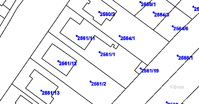 Parcela st. 2561/1 v KÚ Lužice u Hodonína, Katastrální mapa