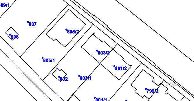 Parcela st. 803/2 v KÚ Lužice u Hodonína, Katastrální mapa