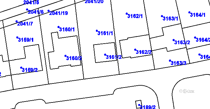 Parcela st. 3161/2 v KÚ Lužice u Hodonína, Katastrální mapa
