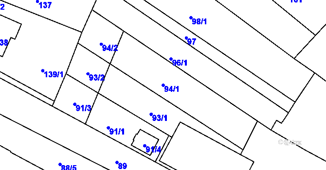 Parcela st. 94/1 v KÚ Lužice u Hodonína, Katastrální mapa