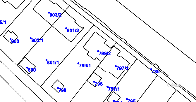 Parcela st. 799/2 v KÚ Lužice u Hodonína, Katastrální mapa
