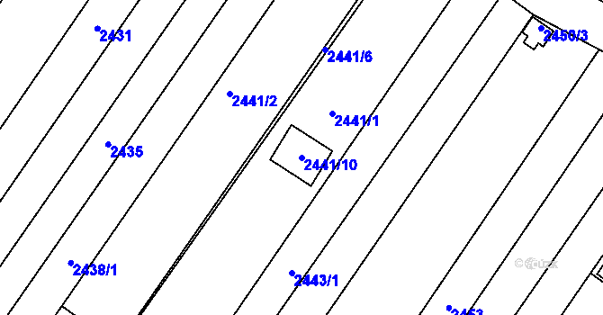 Parcela st. 2441/10 v KÚ Lužice u Hodonína, Katastrální mapa