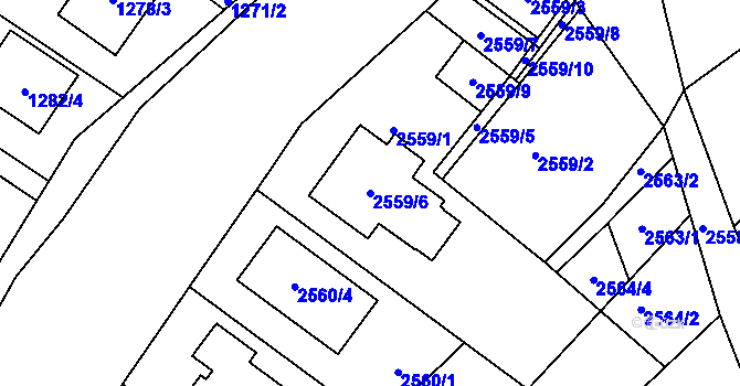 Parcela st. 2559/6 v KÚ Lužice u Hodonína, Katastrální mapa