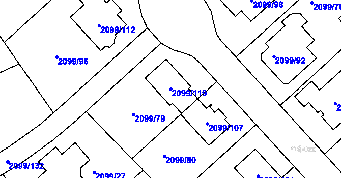 Parcela st. 2099/119 v KÚ Lužice u Hodonína, Katastrální mapa