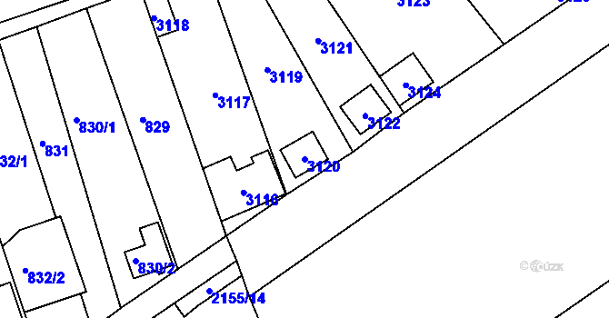 Parcela st. 3120 v KÚ Lužice u Hodonína, Katastrální mapa