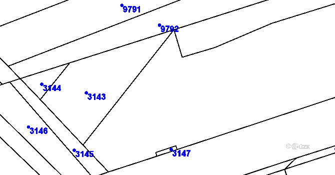 Parcela st. 3142 v KÚ Lužice u Hodonína, Katastrální mapa