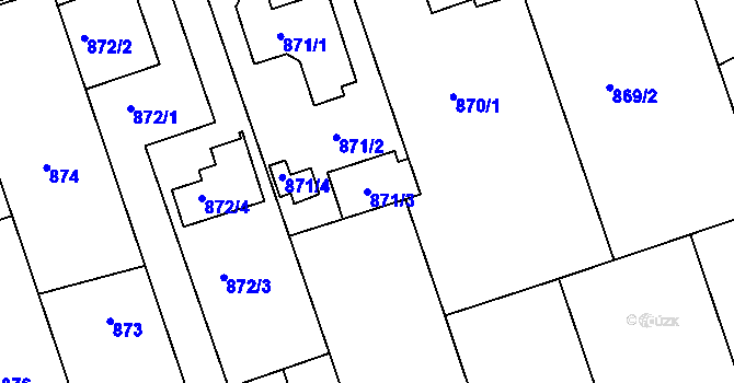 Parcela st. 871/3 v KÚ Lužice u Hodonína, Katastrální mapa