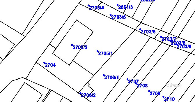 Parcela st. 2705/1 v KÚ Lužice u Hodonína, Katastrální mapa
