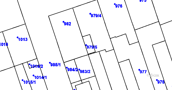 Parcela st. 979/5 v KÚ Lužice u Hodonína, Katastrální mapa