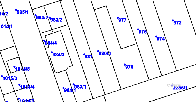 Parcela st. 980/3 v KÚ Lužice u Hodonína, Katastrální mapa