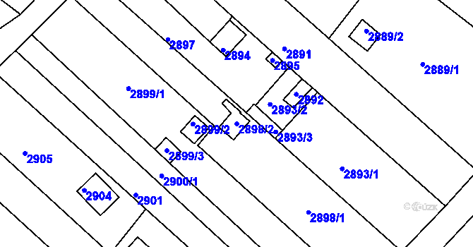 Parcela st. 2898/2 v KÚ Lužice u Hodonína, Katastrální mapa